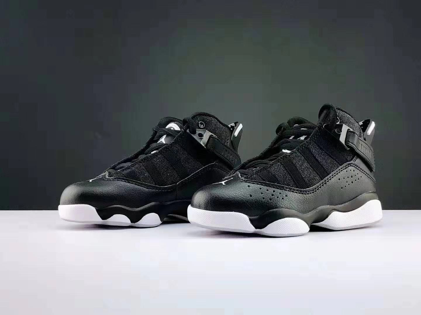 2019 Air Jordan Six Rings Black White For Kids